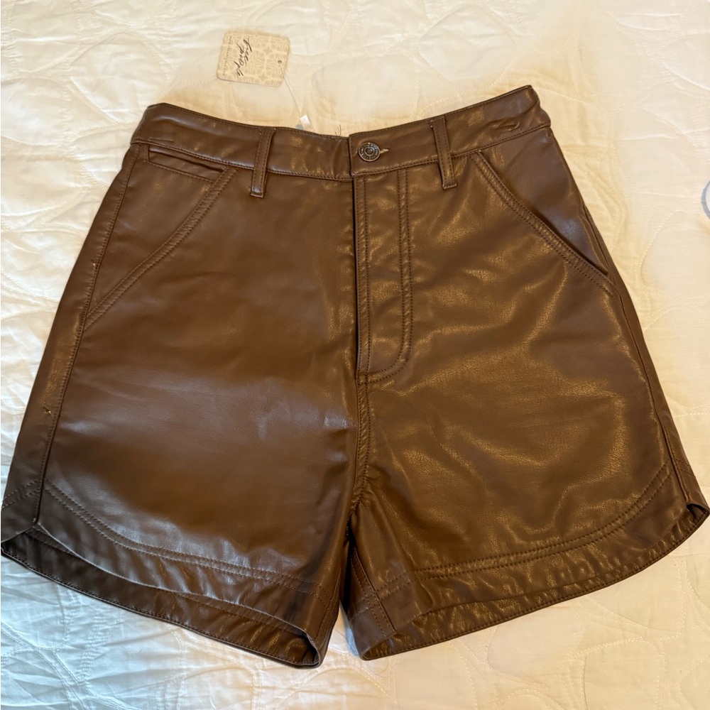 Free People Brown Flat Front Shorts
